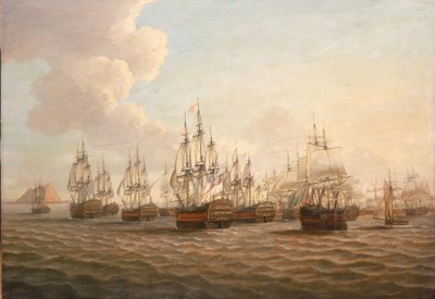 La flotta di Rodney che prende premi dopo la Battaglia al Chiaro di Luna da Dominic Serres