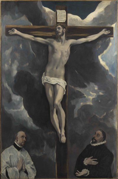 Cristo sulla Croce adorato da due Donatori da Dominico El Greco