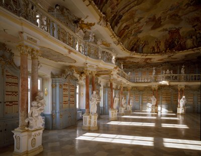 Veduta della sala della biblioteca del monastero di Schussenried realizzata dall
