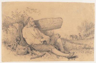 Lavoratore agricolo dormiente, 1842 da Dominique Louis Papety