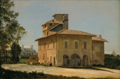 La villa di Raffaello a Roma, 1837-40 circa (olio su carta su tela) da Dominique Louis Papety