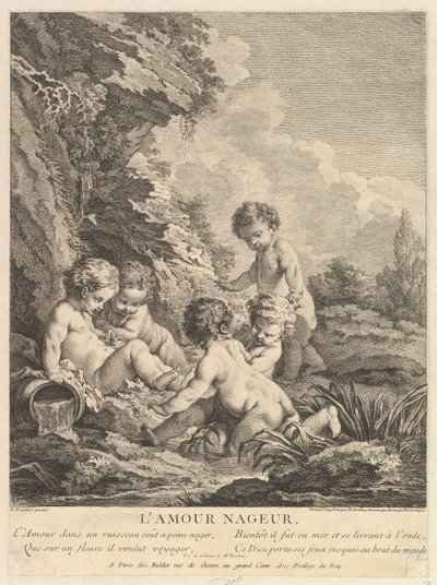 Bambino che nuota, ca. 1741 da Dominique Sornique