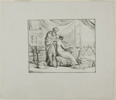 Denon istruisce una giovane donna che disegna su una pietra litografica da Dominique Vivant Denon