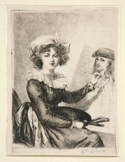 Louise-Elisabeth Vigée-Lebrun, (Mlle Lebrun) dopo, e al contrario del, autoritratto del 1790 negli Uffizi da Dominique Vivant Denon