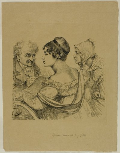 Autoritratto con due giovani donne da Dominique Vivant Denon