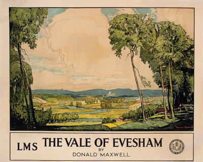 La Valle di Evesham, poster pubblicitario per la London, Midland and Scottish Railway da Donald Maxwell
