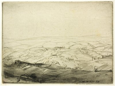 Schizzo dalle Mura di San Gimignano da Donald Shaw MacLaughlan