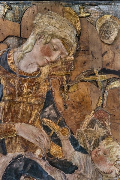 Madonna con Bambino e angeli, prima del 1443 (stucco policromo) da Donatello