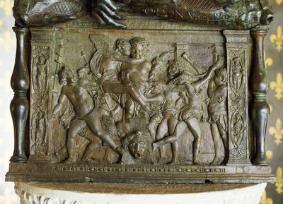 Baccanale di putti, bassorilievo alla base di 