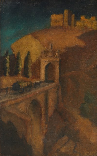 Paesaggio montano con ponte (verso), c.1910 da Dora (attr. to) Carrington