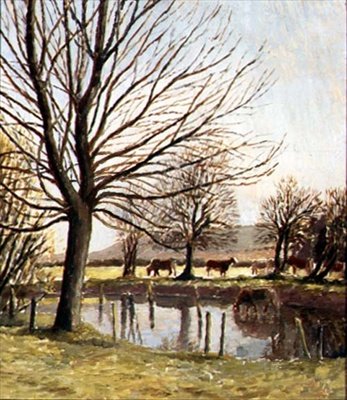 Bovini presso uno stagno da Dora Carrington