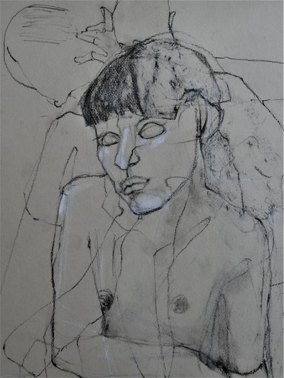 Figura nuda in carboncino da Doris Schmitz