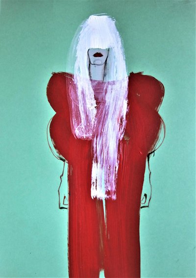 Capelli bianchi, abito rosso da Doris Schmitz