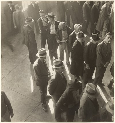 [Primi giorni di indennità di disoccupazione in California: Attesa per la presentazione delle domande] da Dorothea Lange