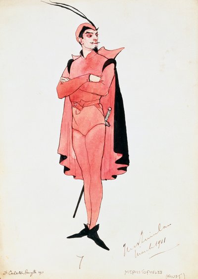 Costume per Mefistofele in Faust di Charles Gounod, bozzetto di Carleton Smyth, per spettacolo del 1911 da Dorothy Carleton Smyth