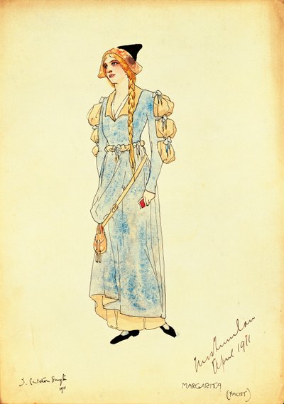 Bozzetto di costume per Margherita per la rappresentazione di Faust da Dorothy Carleton Smyth