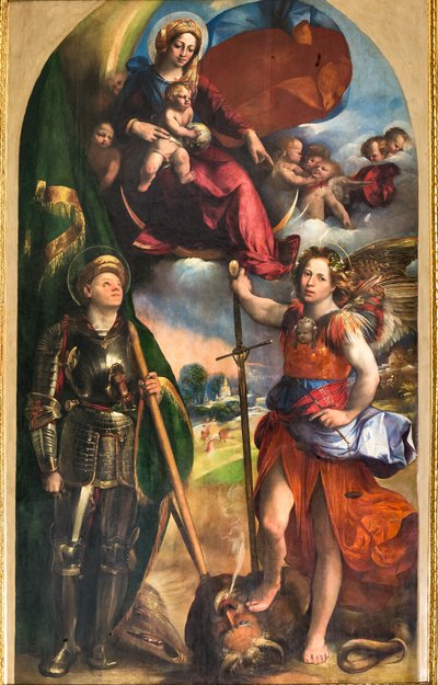 Madonna con Bambino Gesù e San Giorgio e San Michele Arcangelo, c.1518 da Dosso Dossi