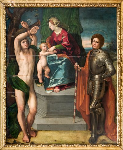 Madonna con Bambino Gesù, San Sebastiano e San Giorgio (dettaglio) da Dosso Dossi