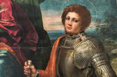 Madonna con Bambino Gesù e San Sebastiano e San Giorgio (dettaglio) da Dosso Dossi