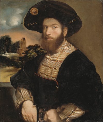 Ritratto di un uomo con un berretto nero, c.1530 da Dosso Dossi