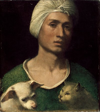 Ritratto di un Giovane che Tiene un Cane e un Gatto da Dosso Dossi