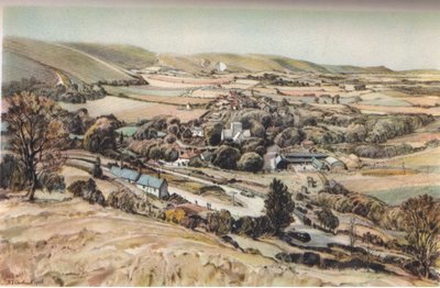 Poynings: un villaggio del Sussex (litografia a colori) da Douglas Sharpus Andrews