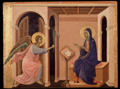 Annuncio della morte di Maria. Predella della Maestà da Duccio di Buoninsegna