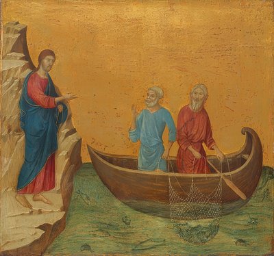 La pesca miracolosa e la chiamata degli apostoli Pietro e Andrea da Duccio di Buoninsegna