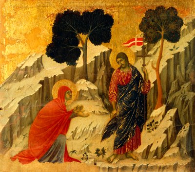 Noli Me Tangere (non mi toccare), dettaglio di piastrella da Episodi della Passione e Resurrezione di Cristo, retro della Maestà dell
