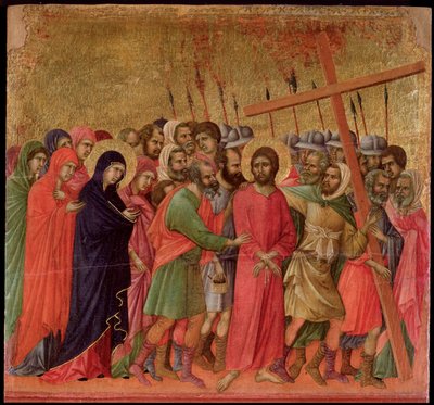 Passione: la salita al Calvario da Duccio di Buoninsegna