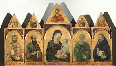 La Santa Vergine con il Bambino Gesù e i Santi Agostino, Paolo, Pietro e Domenico (o Polittico n. 28) da Duccio di Buoninsegna