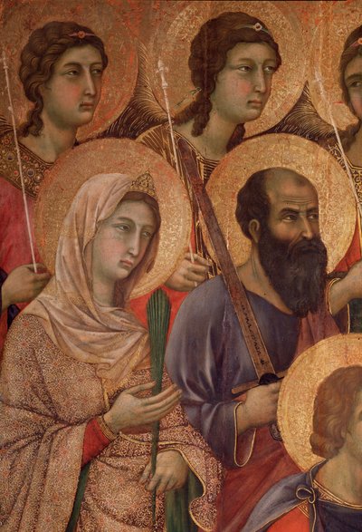 Vergine e bambino sul trono, dettaglio con santa Caterina d