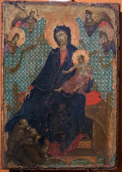 Vergine e bambino con tre monaci francescani da Duccio di Buoninsegna