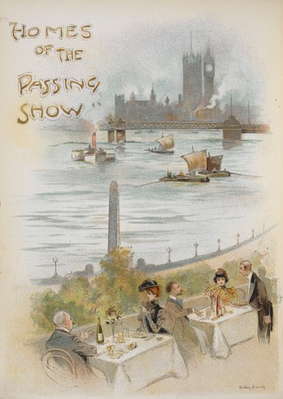 Pagina del titolo illustrata, che mostra una scena sul fiume Tamigi da Dudley Hardy