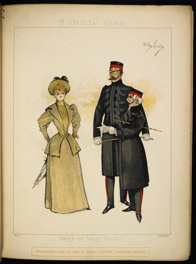 Una delle ragazze del Gaiety e due ufficiali delle Life Guards da Dudley Hardy