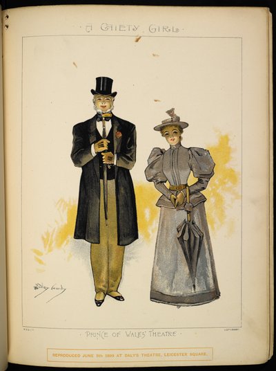 Due dei personaggi. Un gentiluomo e una signora, forse Lady Grey. da Dudley Hardy
