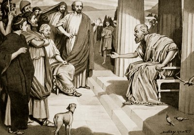Socrate che si rivolge agli Ateniesi, illustrazione da 