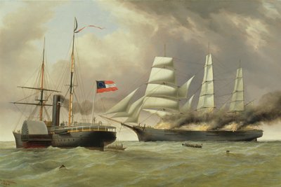 La C.S.S. Nashville cattura e brucia il mercantile inglese "Harvey Birch". da Duncan Mcfarlane