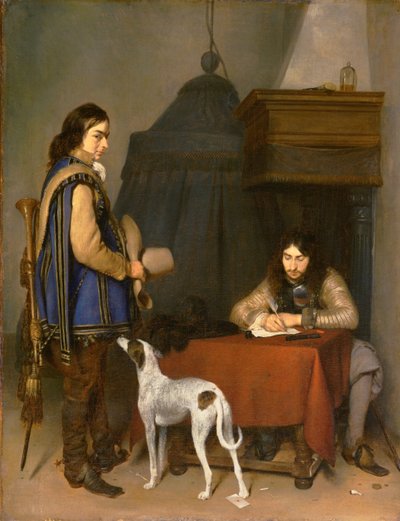 Ufficiale che Scrive una Lettera, con un Trombettiere da Gerard ter Borch