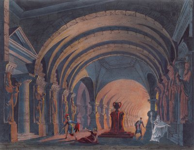 4° Atto di Semiramide di Rossini, pubblicato in un libro sulla scenografia ad Amsterdam nel 1845 da Dutch School