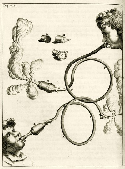 Apparecchio per clisteri di fumo di tabacco, da Exercitationes Practicae circa Medendi Methodum di Frederik Dekkers, 1694 da Dutch School