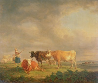 Bovini al pascolo in un paesaggio, c.1820 da Dutch School