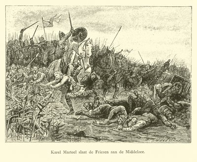 Carlo Martello combatte i Frisoni sul Middelzee da Dutch School
