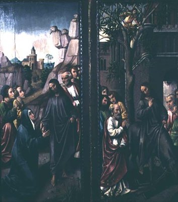 Cristo che si congeda da sua madre; ingresso di Cristo a Gerusalemme, c.1500 da Dutch School
