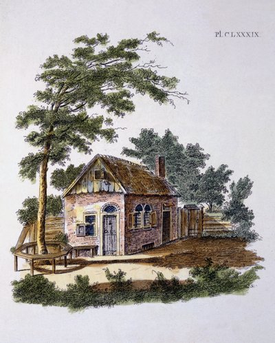 Cottage dal Magazine of Garden Gems di G. van Laar, pubblicato nel 1802 da Dutch School