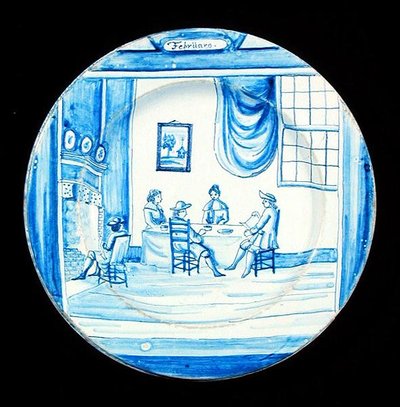 Piatto di Delft raffigurante il mese di febbraio da Dutch School