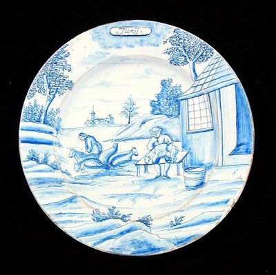 Piatto di Delft raffigurante il mese di giugno da Dutch School