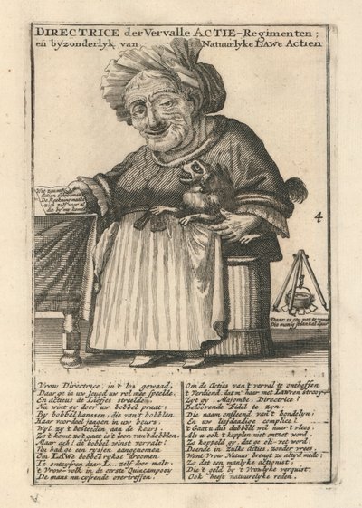 Direttrice dei reggimenti di scorte decadute, stampa satirica sulla Bolla del Mississippi da Dutch School