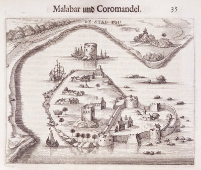 Forte olandese sulla costa del Malabar, Indie orientali da Dutch School