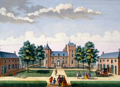 Facciata del Castello di Assumburg, da Het Zeganpralent Kennemerlant di Hendrick de Leth e Matthias Brouerius Van Nidek, pubblicato c.1700-1730 da Dutch School